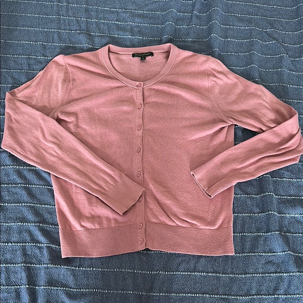 Banana Republic Pink Cardigan with Ribbed Details